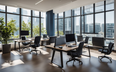 Modern office interior with workstations for students enrolled in Online Diploma in Front Office Operation Management